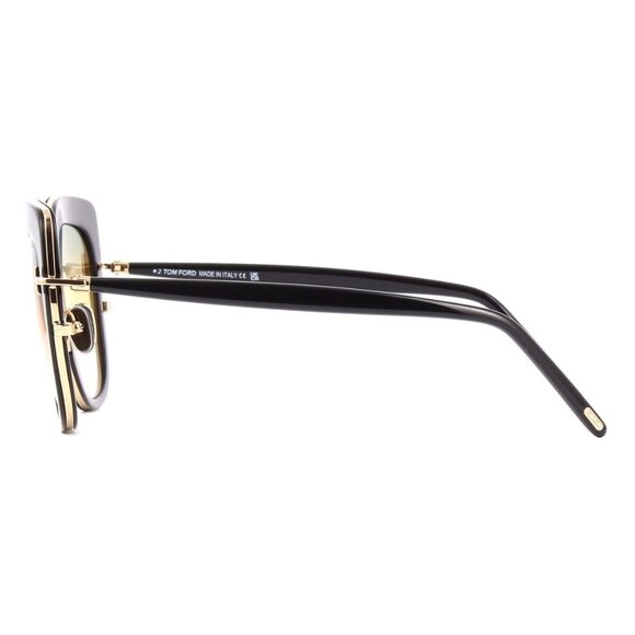A0829Z New TOM FORD Virginia Black Cat Eye FT0945/S 01B Sunglasses Women - Picture 3 of 4